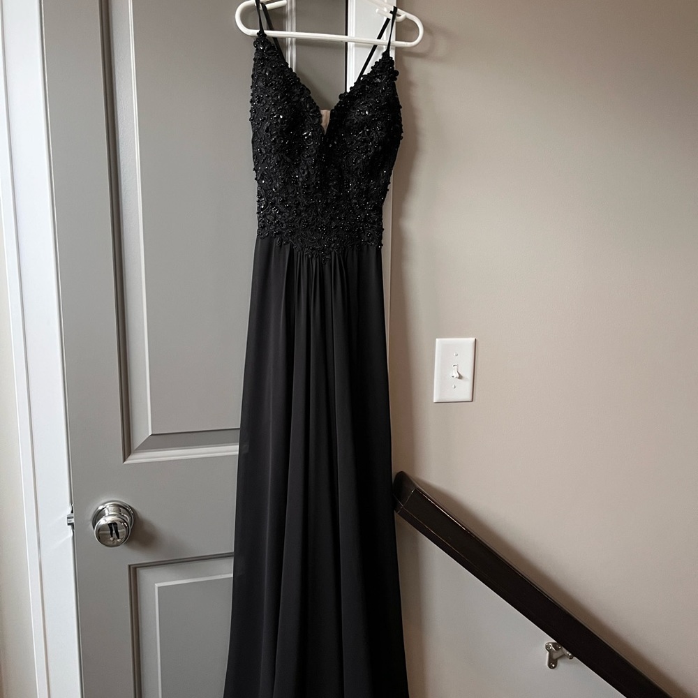Faviana black prom dress